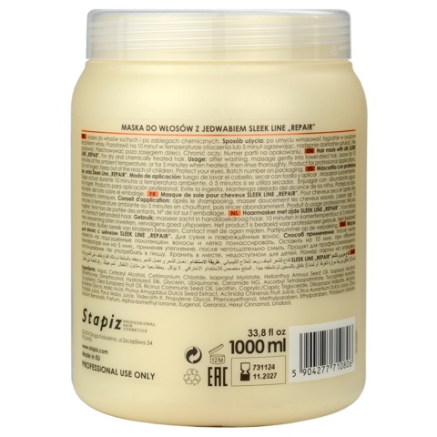 Stapiz Sleek Line Repair Maska do Włosów Suchych z Jedwabiem 1L