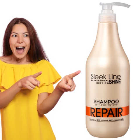 Stapiz Sleek Line Repair Szampon do Włosów Zniszczonych z Proteinami Jedwabiu 1000ml