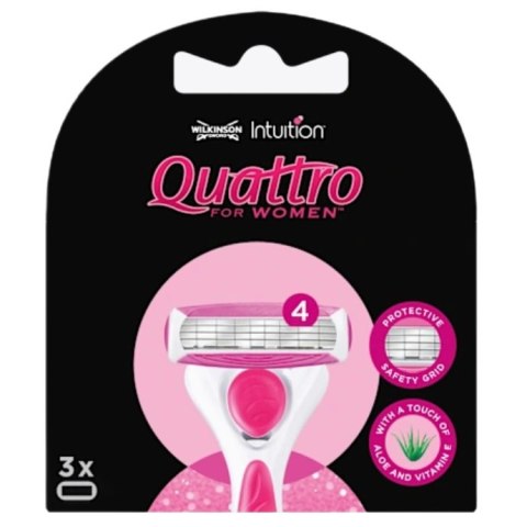 Wilkinson Quattro For Women wkłady do maszynki z 4 ostrzami dla kobiet 3szt Wilkinson Quattro For Women wkłady do maszynki z 4 ostrzami dla kobiet 3szt