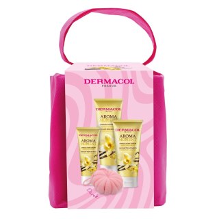 Dermacol Aroma Moment Vanilla Bourbon zestaw żel pod prysznic 250ml + balsam do ciała 200ml + krem do rąk 100ml + myjka do ciała