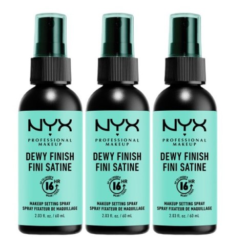 NYX Professional MakeUp Dewy Finish Setting Spray Trio zestaw utrwalaczy do makijażu 3x60ml