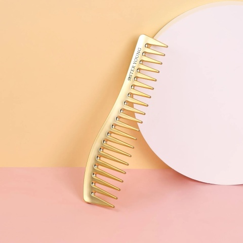 Sister Young Zuri Grzebień do Rozczesywania z Szerokimi Zębami Złoty