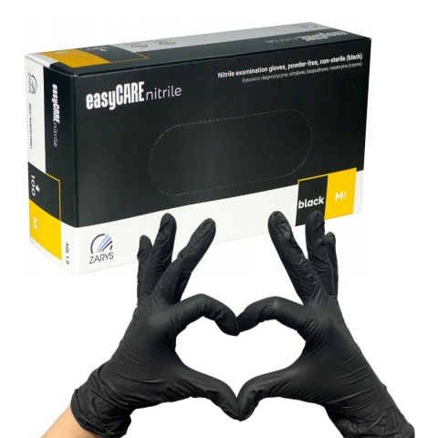 Zarys easyCare Rękawiczki Nitrylowe Czarne M 100szt