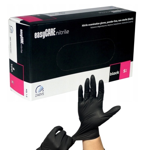 Zarys easyCare Rękawiczki Nitrylowe Czarne S 100szt