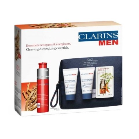 Clarins ClarinsMen zestaw żel energetyzujący 50ml + żel do mycia twarzy 30ml + żel pod prysznic 30ml + serum pod oczy 0.9ml + kosmetyczk