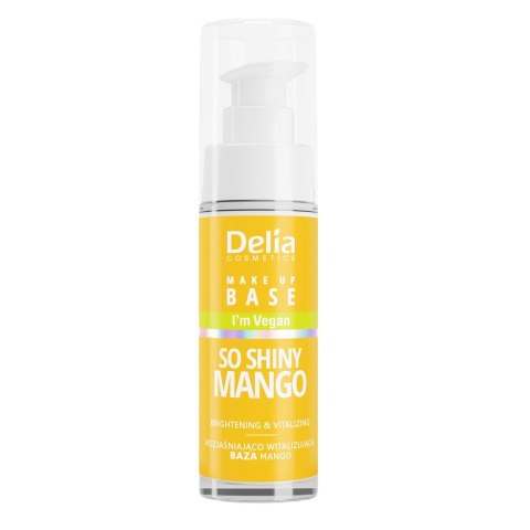 Delia Vegan Make Up Base wegańska baza rozjaśniająco-witalizująca So Shiny Mango 30ml Delia Vegan Make Up Base wegańska baza rozjaśniająco-witalizująca So Shiny Mango 30ml