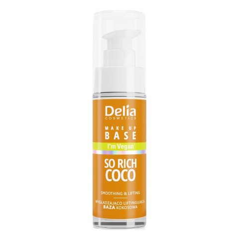 Delia Vegan Make Up Base wegańska baza wygładzająco-liftingująca So Rich Coco 30ml Delia Vegan Make Up Base wegańska baza wygładzająco-liftingująca So Rich Coco 30ml