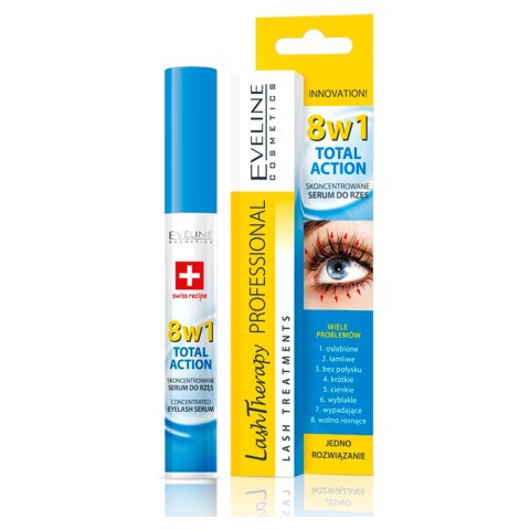 Eveline Cosmetics Lash Therapy Professional 8w1 Total Action skoncentrowane serum do rzęs 10ml