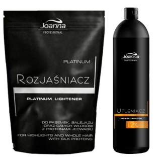 Joanna Professional Utleniacz w kremie 12% 1000g + Platinum Rozjaśniacz do włosów srebrny 450g