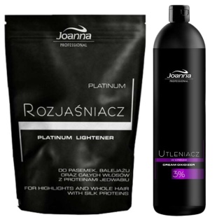 Joanna Professional Utleniacz w kremie 3% 1000g + Platinum Rozjaśniacz do włosów srebrny 450g