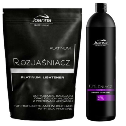 Joanna Professional Utleniacz w kremie 3% 1000g + Platinum Rozjaśniacz do włosów srebrny 450g