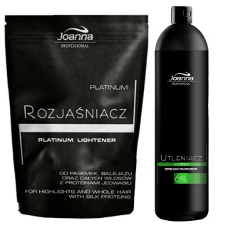 Joanna Professional Utleniacz w kremie 6% 1000g + Platinum Rozjaśniacz do włosów srebrny 450g