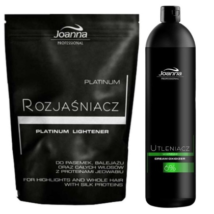 Joanna Professional Utleniacz w kremie 6% 1000g + Platinum Rozjaśniacz do włosów srebrny 450g