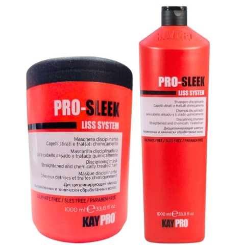 KayPro Pro-Sleek Liss Szampon + Maska wygładzająca po keratynowym prostowaniu włosów 2x1000ml