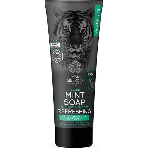 Natura Siberica For Men naturalne czarne mydło do włosów i ciała 200ml