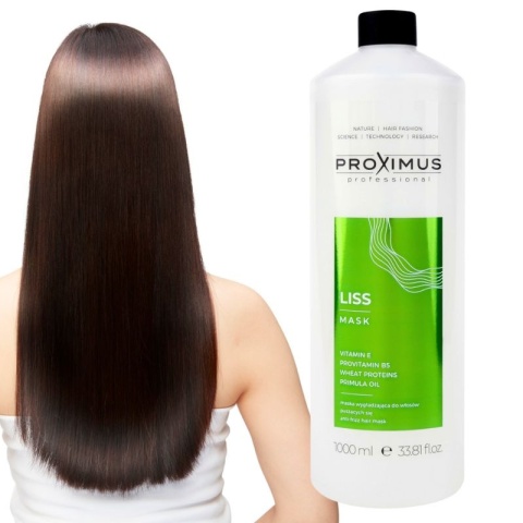 Proximus Liss Szampon Wygładzający + Maska do Włosów Puszących się, Kręconych i Falowanych 2x1000ml