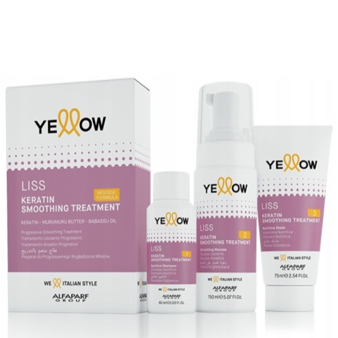 Alfaparf Yellow Liss Keratin Zestaw Do Prostowania Włosów 60ml +75ml + 150ml