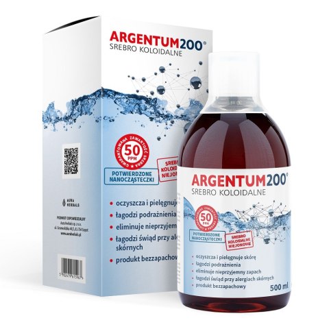 Aura Herbals Argentum200 Srebro Koloidalne 50ppm tonik 500ml