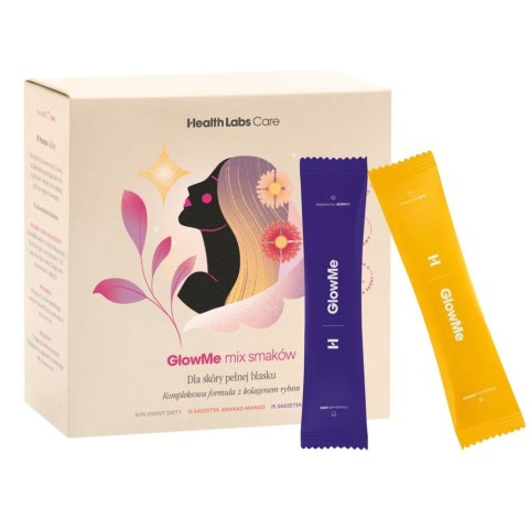 HealthLabs GlowMe suplement diety dla skóry spragnionej blasku Ananas-Mango i Malina 30 saszetek
