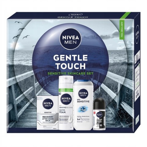 Nivea Men Gentle Touch zestaw pianka do golenia 200ml + balsam po goleniu 100ml + żel pod prysznic 3w1 250ml + antyperspirant roll-on 