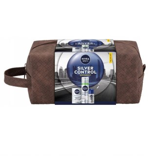 Nivea Men Silver Control zestaw pianka do golenia 200ml + balsam po goleniu 100ml + antyperspirant roll-on 50ml + kosmetyczka