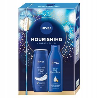 Nivea Nourishing zestaw pielęgnujący żel pod prysznic 250ml + odżywcze mleczko do ciała 250ml