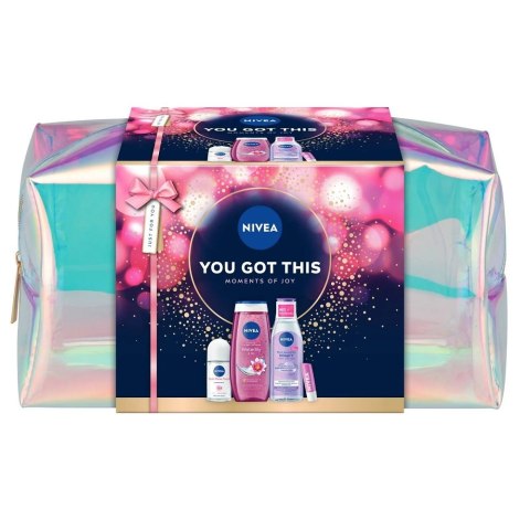 Nivea You Got This zestaw żel pod prysznic 250ml + kojący płyn micelarny 200ml + antyperspirant roll-on 50ml + pielęgnująca pomadka do