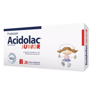 Acidolac Junior probiotyk dla dzieci suplement diety Truskawka 20 misio-tabletek