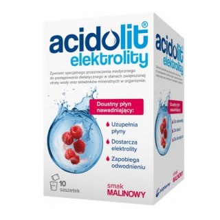 Acidolit Elektrolity preparat nawadniający o smaku malinowym 10 saszetek