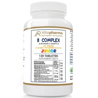 AltoPharma B Complex Junior 8 witamin z grupy B suplement diety o smaku pomarańczowym 120 tabletek do ssania
