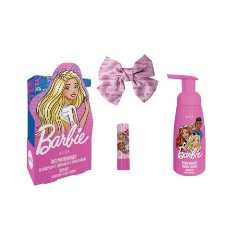Aura Barbie zestaw żel pod prysznic 300ml + balsam do ust 3.8g + spinka do włosów