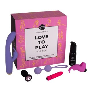 Dream Toys Pleasure Box Love to Play zestaw Duo Love Balls kulki gejszy + Finger Vibrator wibrator na palec + Anal Plug korek analny + Rabb