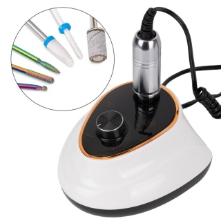 GNB Frezarka do Paznokci Biało-Czarna 65W + Zestaw Frezów + Nośnik