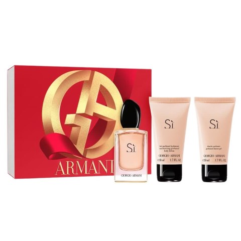 Giorgio Armani Si zestaw woda perfumowana spray 50ml + balsam do ciała 50ml + żel pod prysznic 50ml