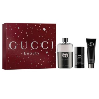 Gucci Guilty Pour Homme zestaw woda toaletowa spray 90ml + żel pod prysznic 50ml + dezodorant sztyft 75ml