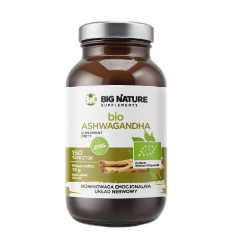 Big Nature Bio Ashwagandha suplement diety 150 tabletek