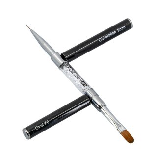 Excellent PRO Decoration pędzelek 2w1 z cyrkoniami Oval #6 9mm