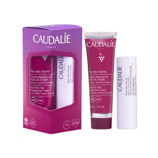 Caudalie The des Vignes zestaw krem do rąk i paznokci 30ml + nawilżająca pomadka do ust 4.5g