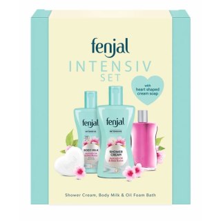 Fenjal Intensive zestaw kremowy żel pod prysznic 200ml + mleczko do ciała 200ml + olejek do kąpieli 50ml + mydło w kostce 90g