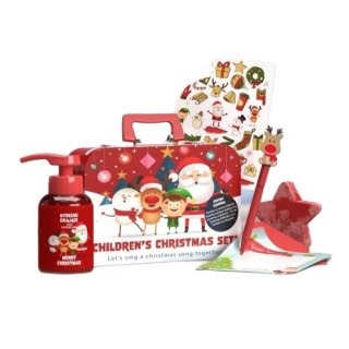 HiSkin Children's Christmas Set grające mydełko 200ml + świąteczna skarpeta na prezenty 1szt + naklejki świąteczne 1szt + długopis 1szt