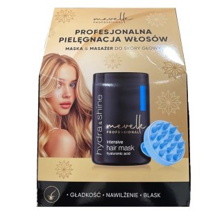 Mevelle Professional Hydra & Shine zestaw maska do włosów 900ml + masażer do skóry głowy