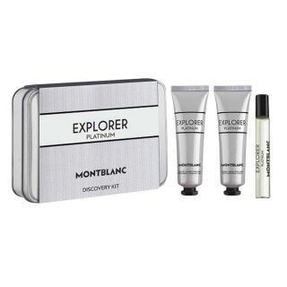 Mont Blanc Explorer Platinum zestaw miniatura wody perfumowanej spray 7.5ml + żel oczyszczający 30ml + krem do twarzy 30ml