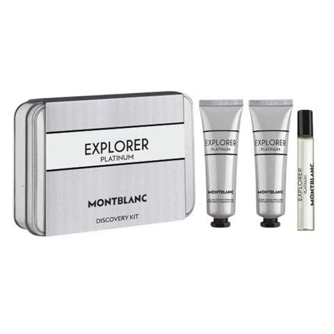 Mont Blanc Explorer Platinum zestaw miniatura wody perfumowanej spray 7.5ml + żel oczyszczający 30ml + krem do twarzy 30ml