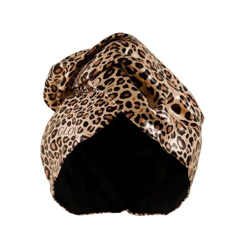 Glov Dwustronny turban do włosów z mikrofibry i wegańskiej satyny szybkie suszenie anti-frizz Cheetah