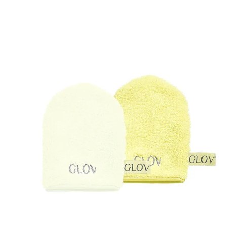 Glov Iconic Mitt Water-Only Skin zestaw rękawiczek do demakijażu i oczyszczania twarzy Baby Banana + Ivory 2szt