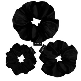 Glov Satin Scrunchies gumki do włosów S/M/L Black 3szt