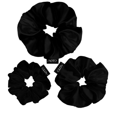 Glov Satin Scrunchies gumki do włosów S/M/L Black 3szt