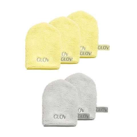 Glov Water-Only Skin zestaw rękawiczek do demakijażu i oczyszczania twarzy Baby Banana 3szt + Silver Stone 3szt