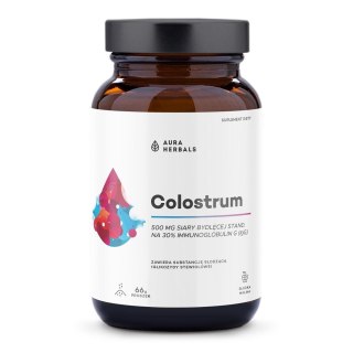 Aura Herbals Colostrum 500mg suplement diety w proszku słodka malina 66g