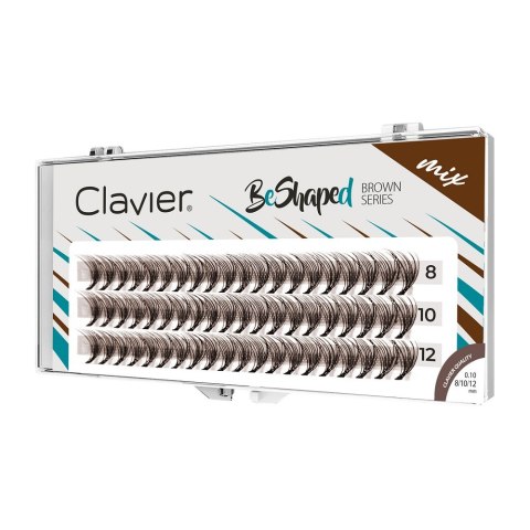 Clavier BeShaped Brown kępki rzęs skręt B 10D mix 8/10/12mm